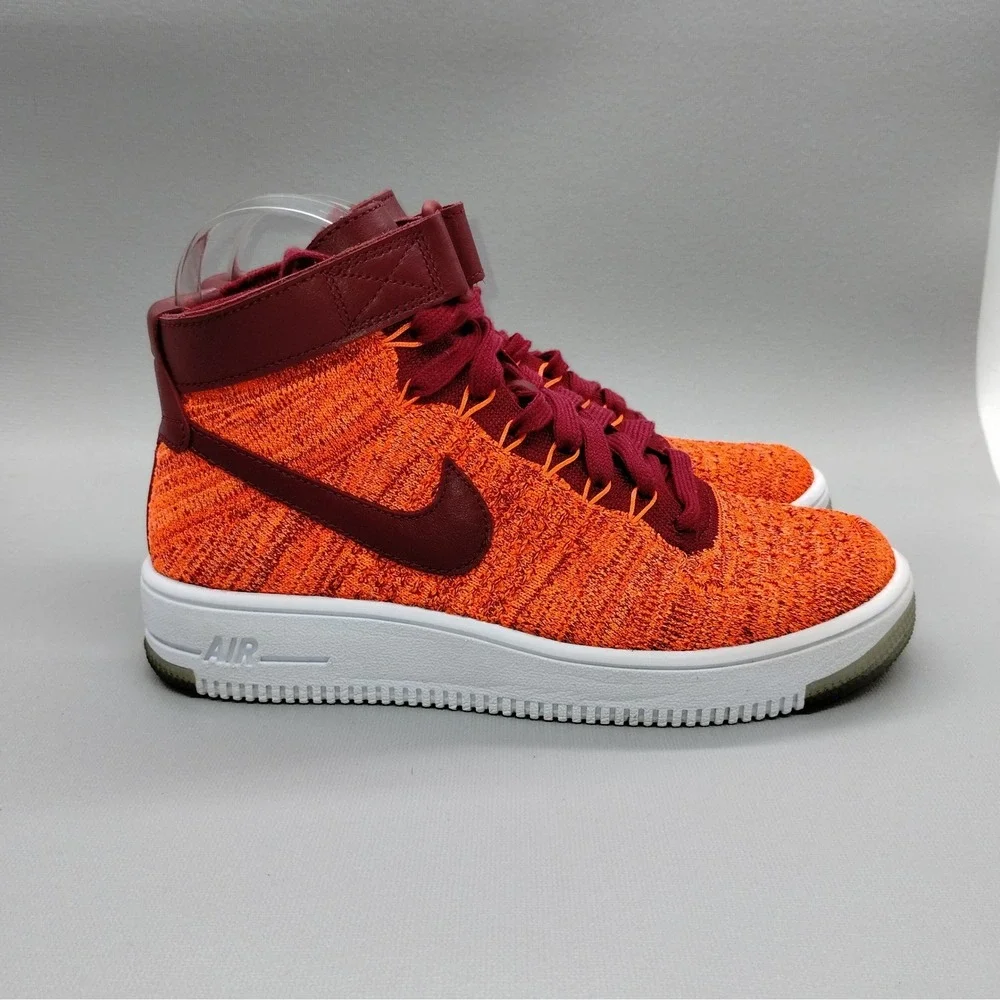 Nike Air Force 1 Flyknit Basketball Shoes Total Crimson Team Red Womens Size 6.5